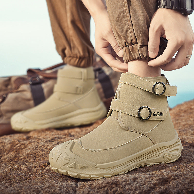 Autumn and Winter New Men's High-top Thick-soled Martins Trendy British Outdoor Tooling Casual Short Boots Live Anti-slip Men's Boots