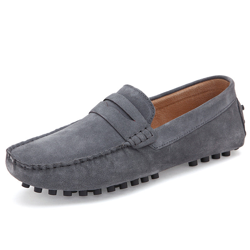 Large size cross-border live selling bean shoes men's leather frosted loafers one-step British men's casual shoes