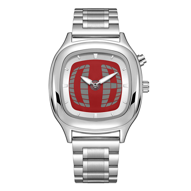 Millennium Y2K Digital Display Scrolling Square Watch Men's Sports Steel Band Dual Display Niche Second-Hand Watch Vintage Watch