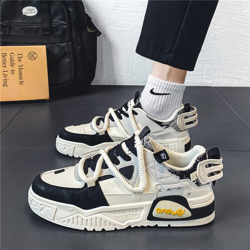 Men's Shoes Autumn Casual Design Niche Sneakers Youth Sports Thick-Soled Heightening Canvas Trendy Shoes