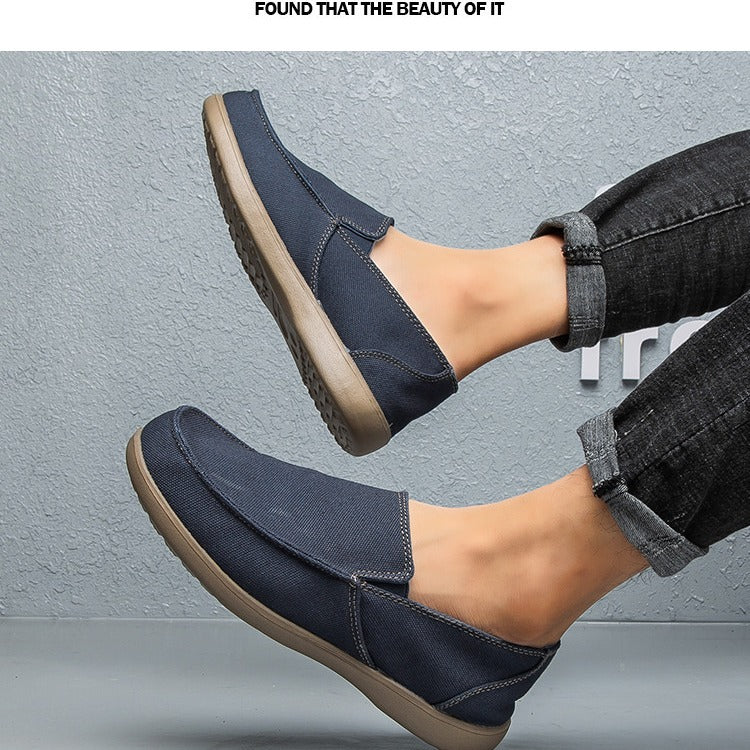 New CROSS All-match Canvas Shoes Men's Slip-on Outdoor Low-top Shoes Breathable Loafers Casual Thin for Youth