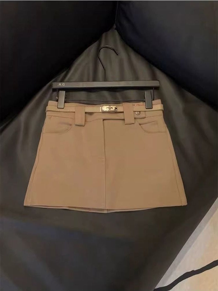 Spring and Autumn New High-Waisted Hip-Hugging Skirt, Slimming and Height-Enhancing Short Skirt, Anti-Exposure Design, Half-Body Skirt, Suit Hip-Hugging Skirt
