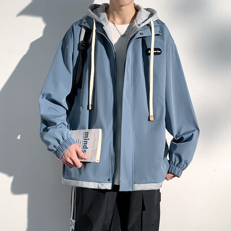 Men's Jackets Spring and Autumn 2024 New Fake Two-Piece Jackets Workwear Trendy Brand Jackets Casual Versatile Handsome Trend
