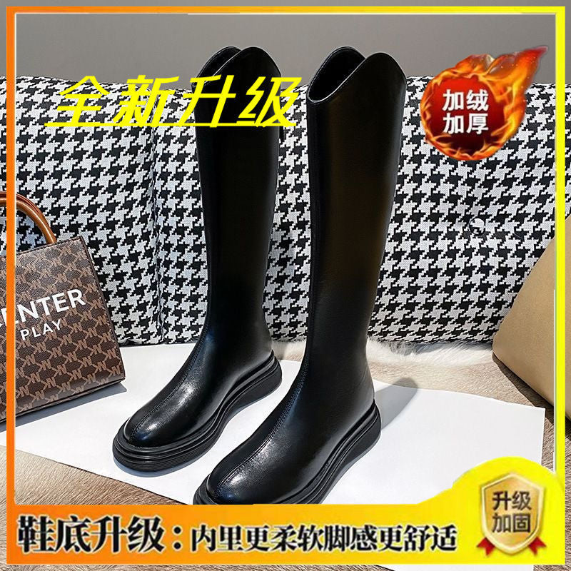 Lightweight Boots for Women 2025 Autumn and Winter New Thick-Soled Small Knee-High Knight Boots Slimming Look Boots High Boots
