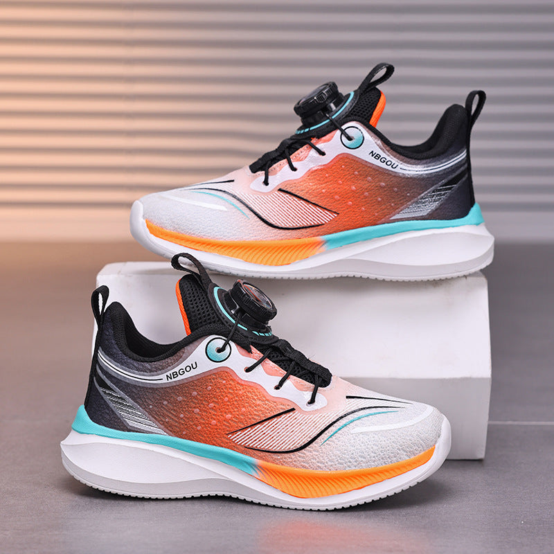 2025 New Style Rotary Buckle Boys' Sports Shoes Popular Lightweight Mesh Breathable Non-Slip Student Sports Shoes Trendy