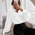 Women's Shirts 2024 Spring Amazon Foreign Trade New Elegant Solid Color Lapel Long Sleeve Single Row Button Loose Tops for Women