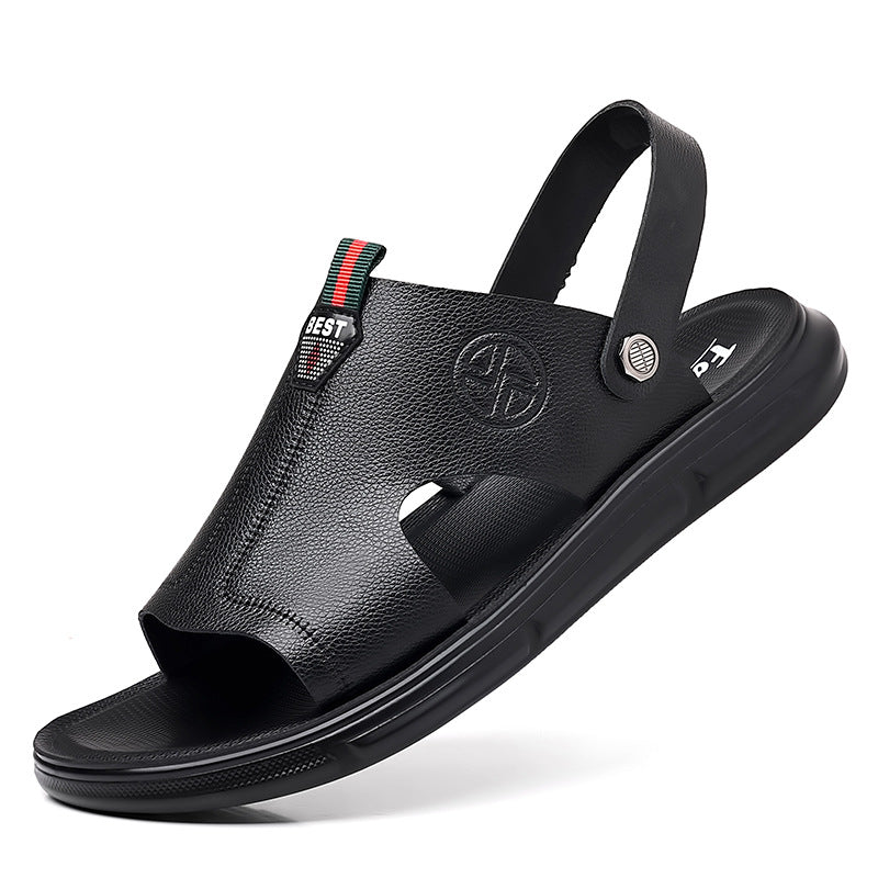 Summer New 2023 Men's Sandals Beach Shoes Sandals Dual-purpose Genuine Leather Trendy Soft Sole Men's Casual Anti-slip Shoes