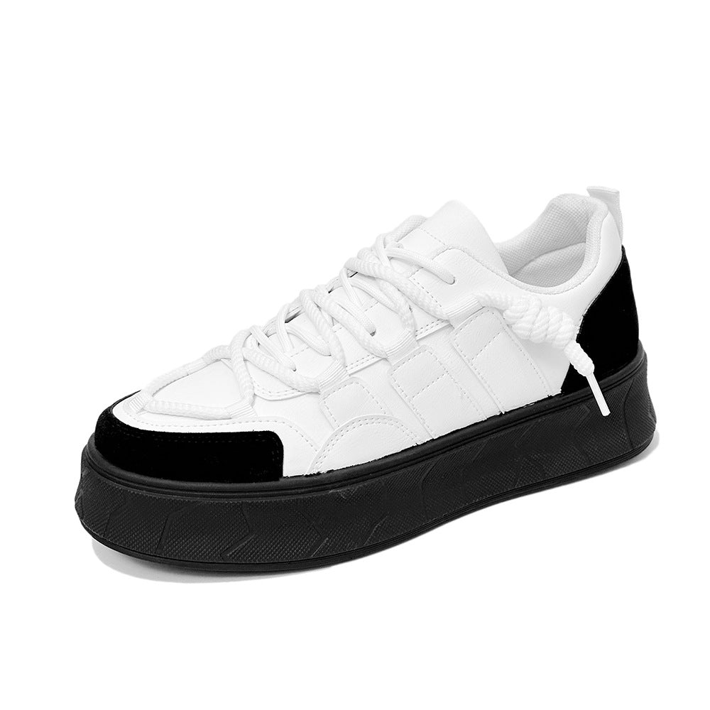 Men's Sneakers Japanese Style Trendy Versatile Shoes for Teenagers Original Niche Ins Thick-Soled Black and White Casual Shoes Trendy Ins Style