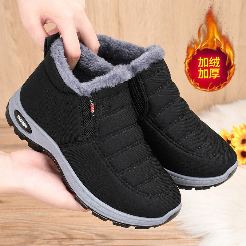 Couple's New Style Cotton Boots TEMU Foreign Trade Men's and Women's Boots Middle-aged and Old People's Cotton Shoes Snow Boots fleece-lined Thickened Warm Shoes