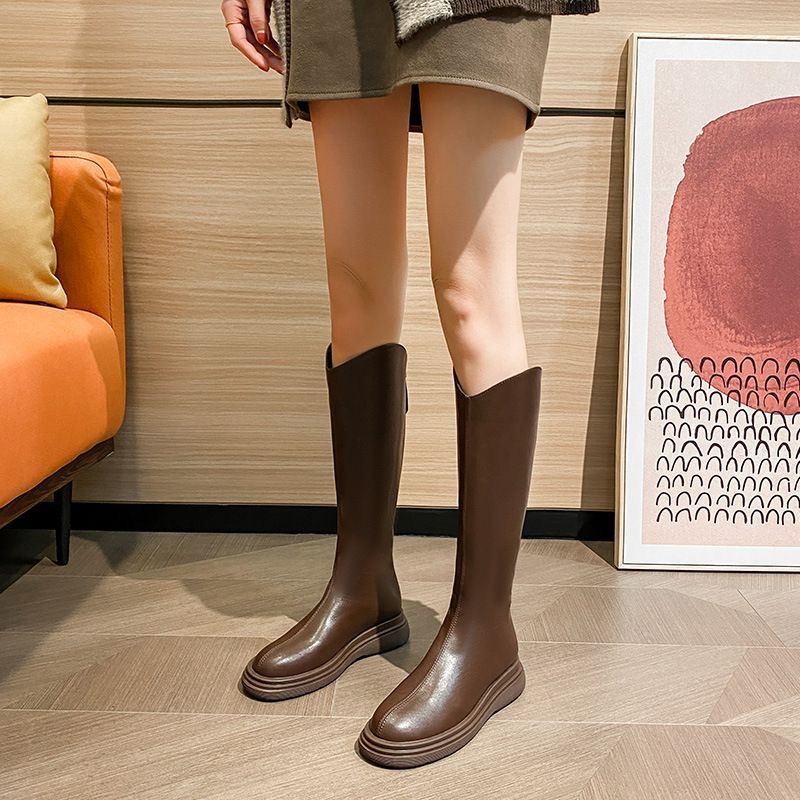 Lightweight Boots for Women 2025 Autumn and Winter New Thick-Soled Small Knee-High Knight Boots Slimming Look Boots High Boots