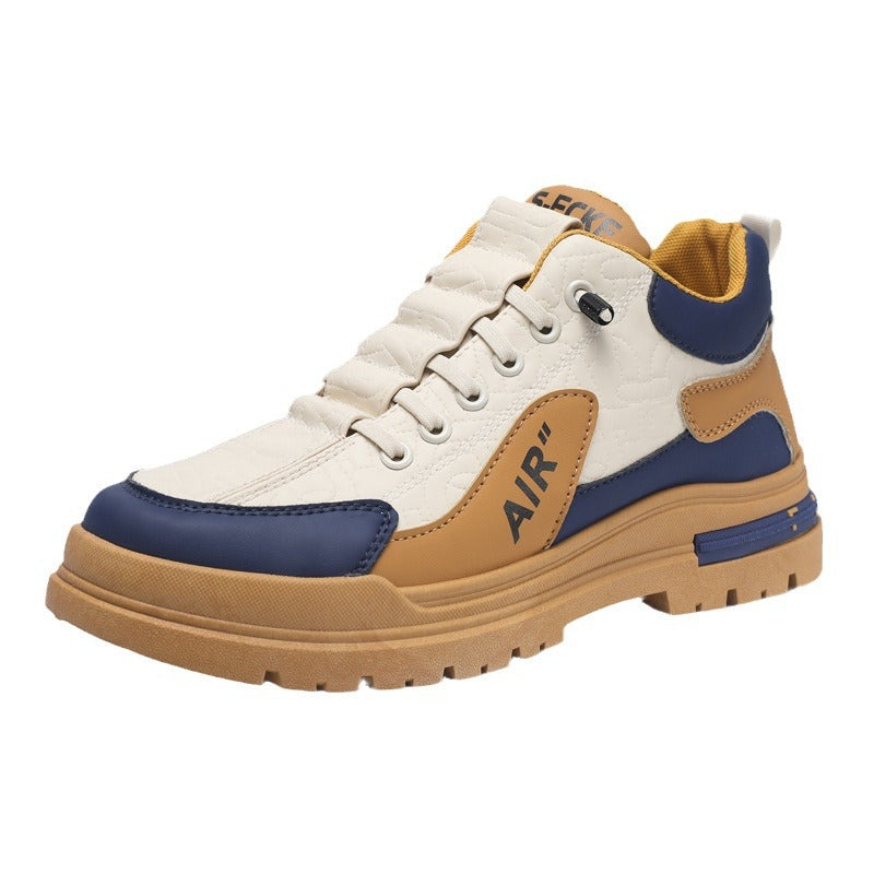 Labor Insurance Work Men's Shoes Autumn Leather Casual Sneakers Men's Winter Shoes Men's Thick Sole Heightened Forrest Gump Trendy Shoes