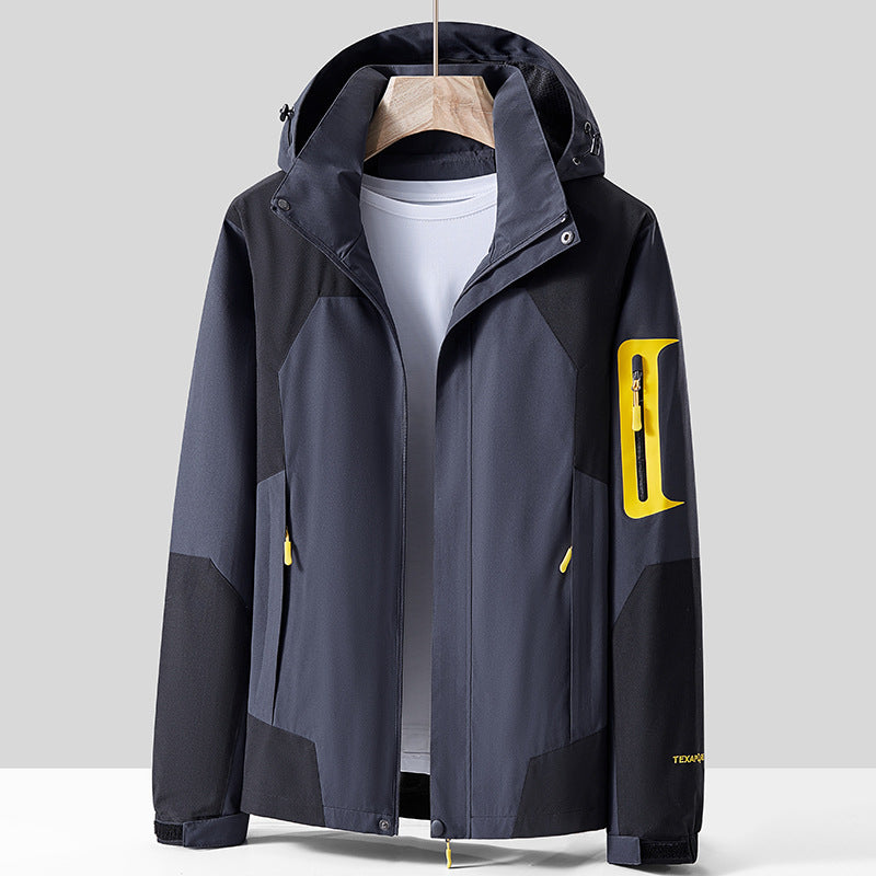 Outdoor Jacket Men's Winter Velvet Short-Sleeved Thickeneded Spring & Fall Windproof Waterproof Breathable Jacket Mountaineering Jacket