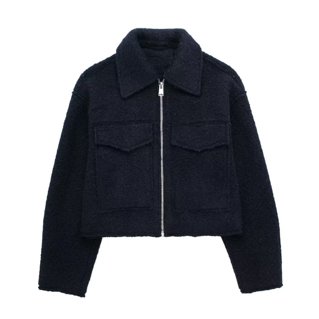 European and American Cross-Border 2025 Winter New Women's Street Fashion Gray Faux Fur Short Lapel Jacket Coat