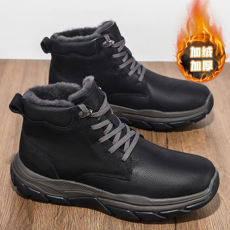 Northeast Snow Boots Outdoor Fashion Leisure Sports Lock Warm Men's Shoes Cushioning Shock Absorbing Wear-resistant Antifreeze Cotton Boots for Men