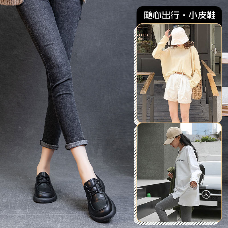 2026 New Retro Loafers, Genuine Leather Soft Thick-Soled Shoes, Brown Spring Leather Shoes for Women, Versatile British Style Shoes