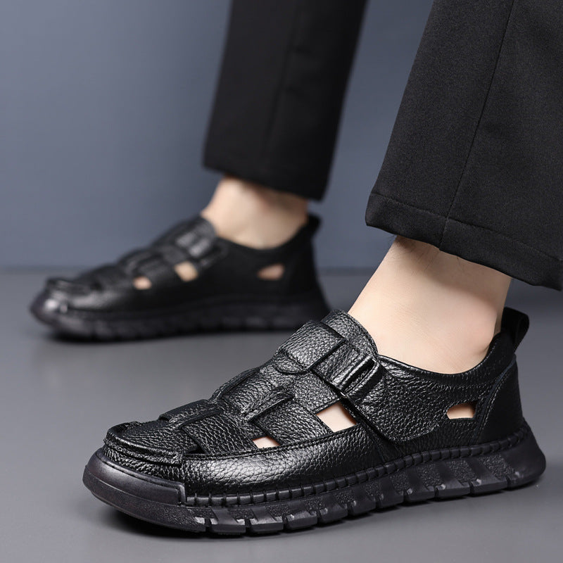 2025 Sandals Men's Summer Breathable Toe-Toe Clogs Hollow Soft Sole Sports Driving Beach Wading Sandals Dropshipping