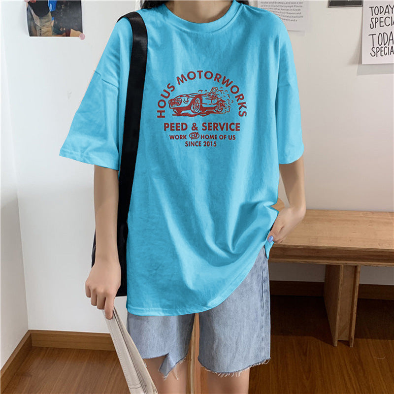 Summer Korean Style Loose Short-Sleeved T-Shirt for Women Korean Style New Bf Style Large Size Top Couple Bottoming Shirt Dropshipping