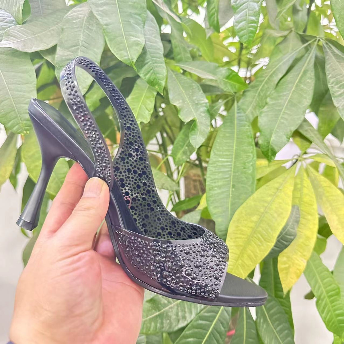 ZA new women's shoes high heels PVC transparent Pearl Diamond decorative West high heel open toe fashion high heel sandals for women