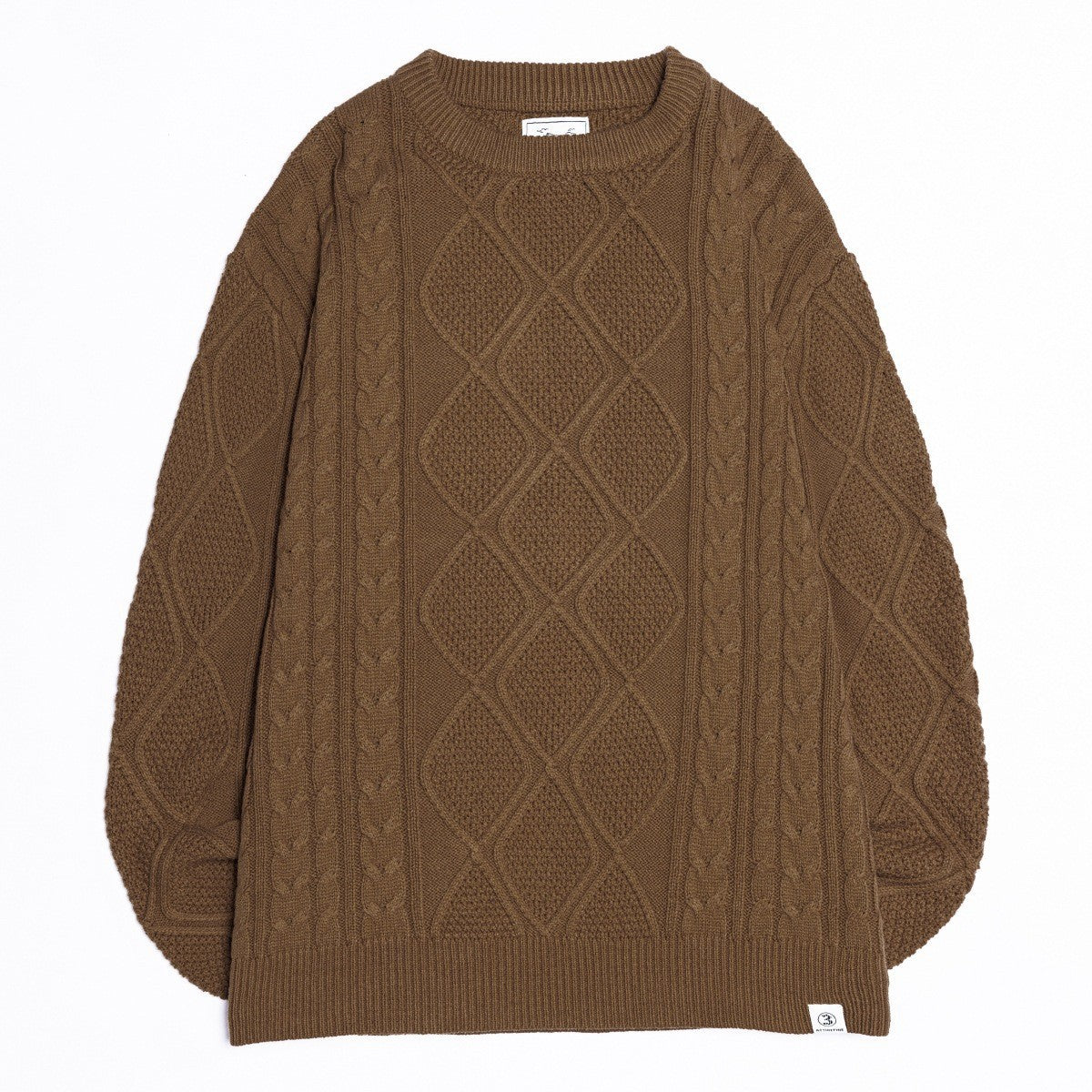 2024 American-style vintage twist knitted sweater men's loose round neck casual fashion brand all-match sweater men's gray and blue