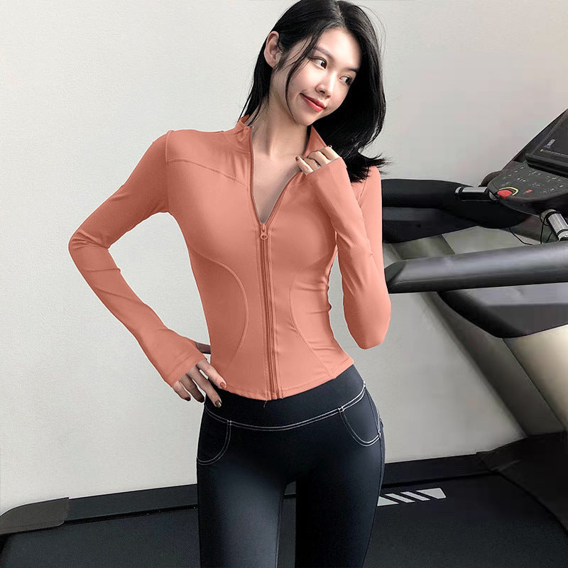 Fitness Training Yoga Clothes for Women, Spring Long-Sleeved, High-Elastic, Quick-Drying, Breathable Sports Jackets, Tight-Fitting, Slimming Fitness Clothes