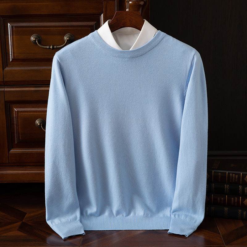 Autumn and Winter Classic Round Neck Men's Pullover Base Shirt Casual Business Knitwear Loose Fashion Solid Color Long Sleeve Sweater
