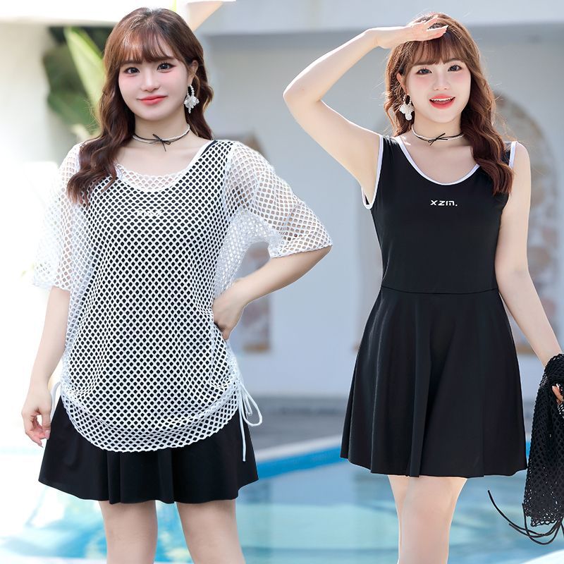Two-Piece Swimsuit for Women 100kg Tummy Control Slimming Plus Size Sexy Korean Ins Conservative Student Hot Spring Swimwear