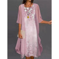 European and American Amazon Summer Women's Casual dress Two-Piece Flower-Print Round Neck Slim-Fit Dress Women