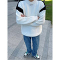 Contrast color sweater men's autumn and winter New round neck long sleeve sweater fashionable inner bottoming sweater fashionable one-piece delivery