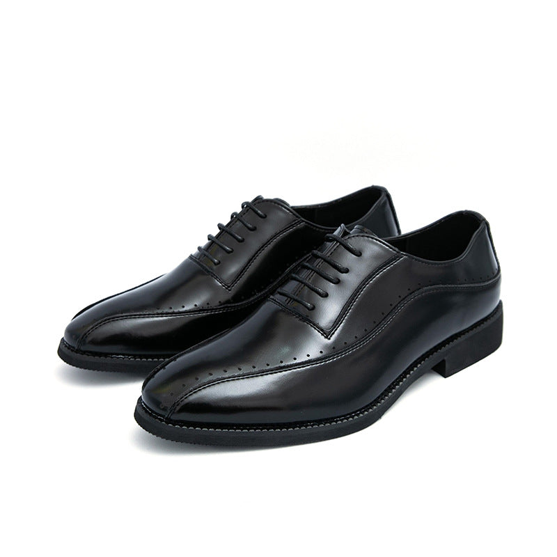 Men's Business Formal Shoes Cross-Border 46 Large Size New Casual Leather Shoes Fashionable Men's Brogue Pointed Wedding Shoes