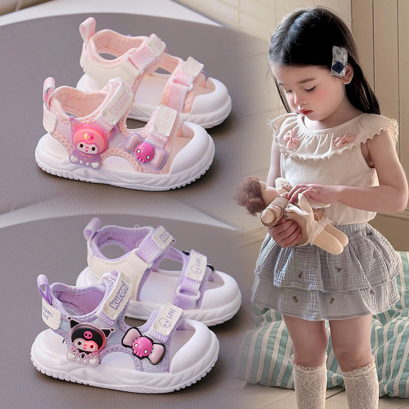 Girls Princess Sandals 2025 Summer New Little Girl Beach Shoes Children's Soft Sole Baby Shoes Cartoon Sandals