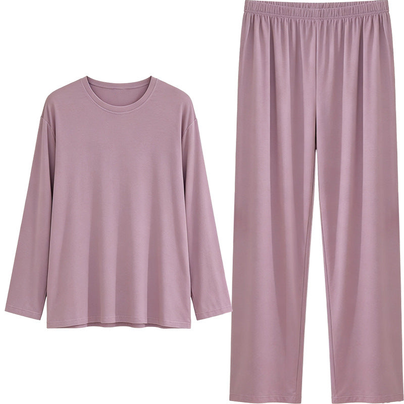 Modal Pajamas for Women, Spring and Summer Long-Sleeved, High-End, Large Size, Can Be Worn Outside, Spring and Autumn Women's Home Clothes with Chest Pads