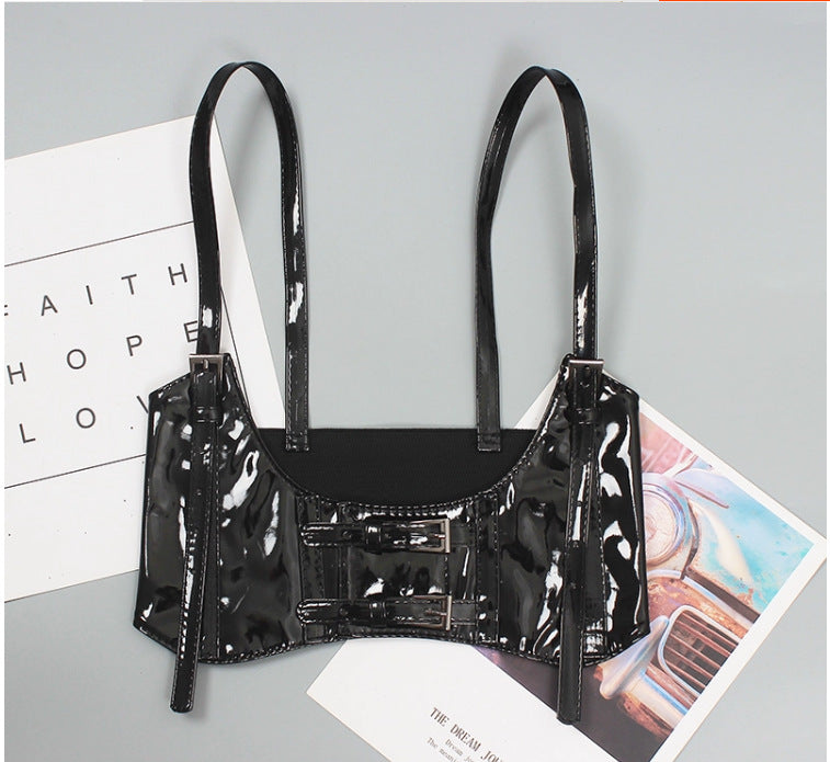 All-match decorative vest strap elastic wide belt women's leather vest camisole waist seal lolita