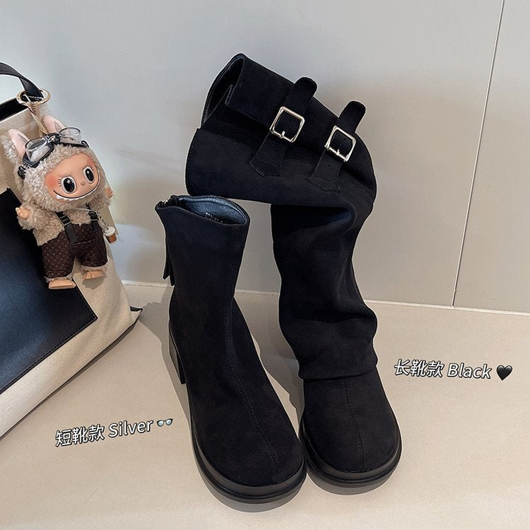 Western Cowboy Boots for Women 2025 New Autumn and Winter Pile Knight Trouser Boots Detachable Two-Wear Knee-Length Boots