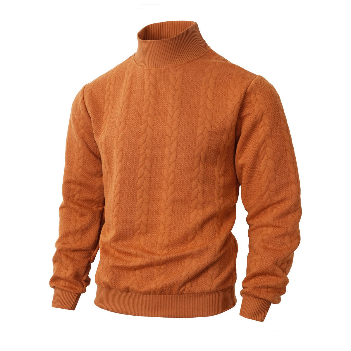Cross-Border New Autumn and Winter Knitwears Pure Color Young Men's Fashion Jacquard Turtleneck Warm Wool Sweatshirts
