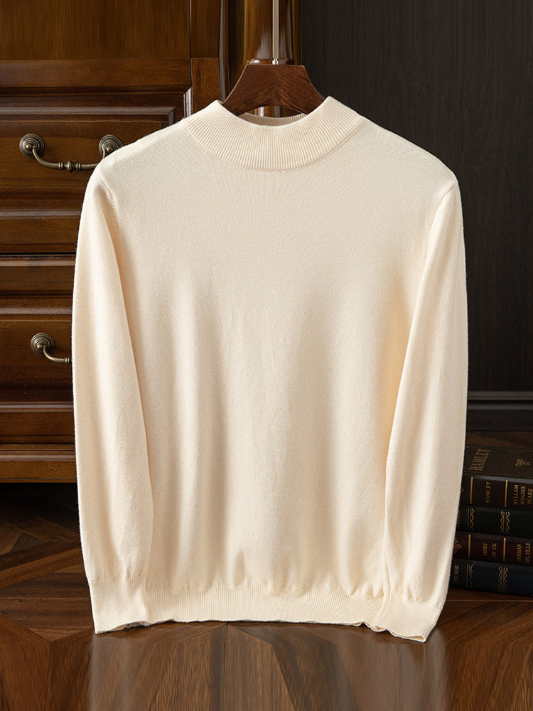 Autumn and winter semi-high collar men's pullover base sweater casual business loose fashion solid color long sleeve Andy velvet sweater