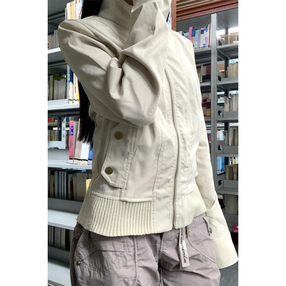 Short Work Jacket Women's Thin Vertical Collar Slim-fit Slimming Spring and Autumn Neutral Jacket Niche Loose Casual Top