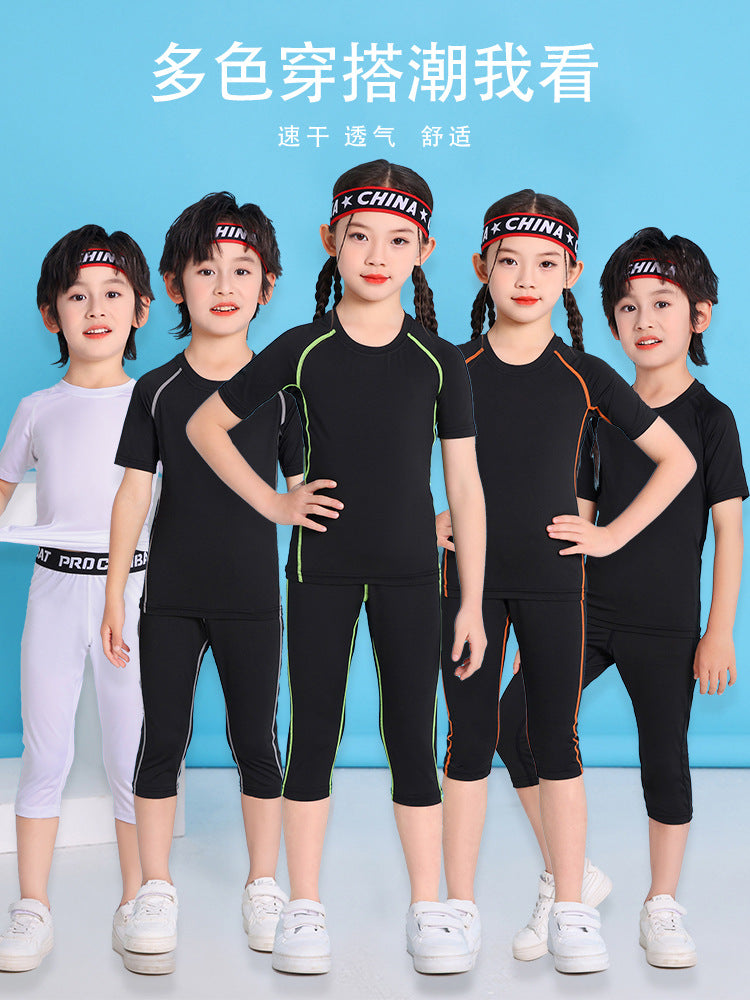 Children's Jump Rope Competition Quick-Drying Training Suit Custom Set, Tight-Fitting Clothing for Running, Football, Basketball, Comfortable Sportswear
