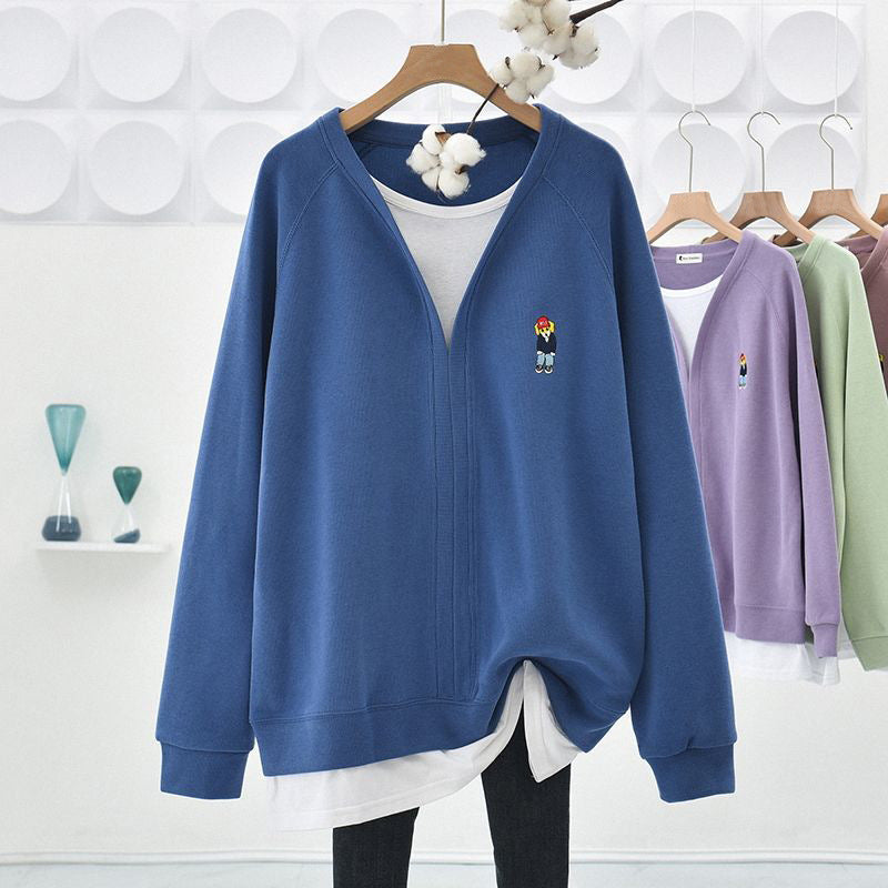 Women's Sweatshirt 2026 Spring, Autumn, and Winter New Style, Mid-Length, Loose, Stylish, Hip-Covering, Popular Top for Petite Figures