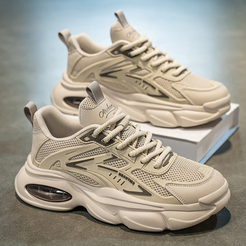 Summer New Breathable Men's Shoes Trendy Versatile Thick-Soled Sneakers Casual Running Dad Shoes