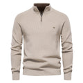 New Men's Long-Sleeve Autumn and Winter Versatile Stand Collar Casual Solid Color Sweater Half-Open Men's In-Stock Wholesale
