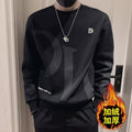 Autumn men's sweater stitching trend loose long sleeve top lazy style Harajuku style bf port fashion fleece-lined