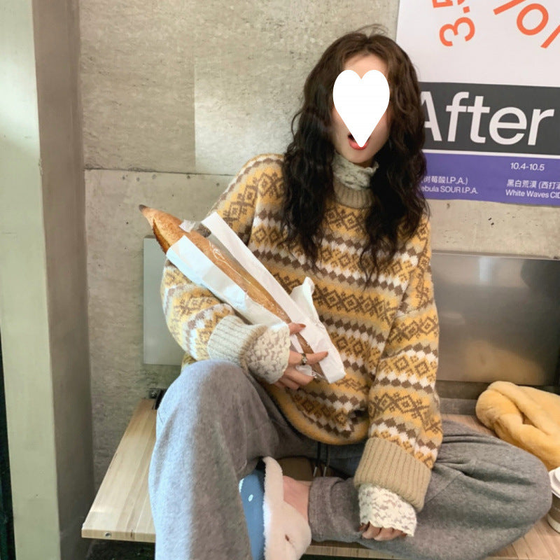 Japanese Retro Sweater for Women, New Popular Style for Spring, Autumn, and Winter, with a Lazy, High-End Design and Niche Soft and Waxy Style