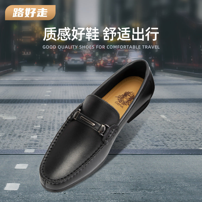 Men's Leather Shoes New Men's Casual Leather Shoes Metal Buckle Loafers Men's Business Genuine Leather Shoes