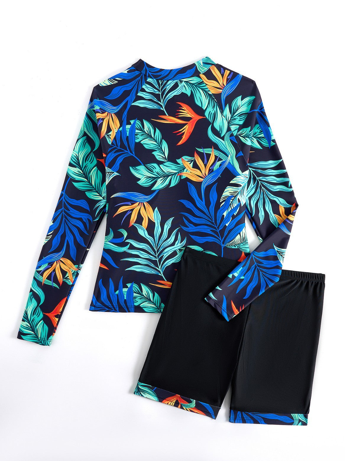 Women's Swimwear 2025 New Style Zipper Long-Sleeved Popular Printed Sun Protection Conservative Belly-Covering Split Swimsuit Boxer Briefs for Women
