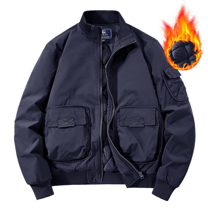 Flying Suit Men's Jacket Cotton Coat Autumn and Winter American Retro Loose Casual Middle-aged Casual Jacket Cotton Coat Coat