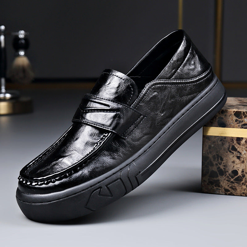 Men's Leather Shoes 2024 New Style Slip-On Formal Business Men's Shoes Soft Sole Round Toe Fashion Trend British Loafers