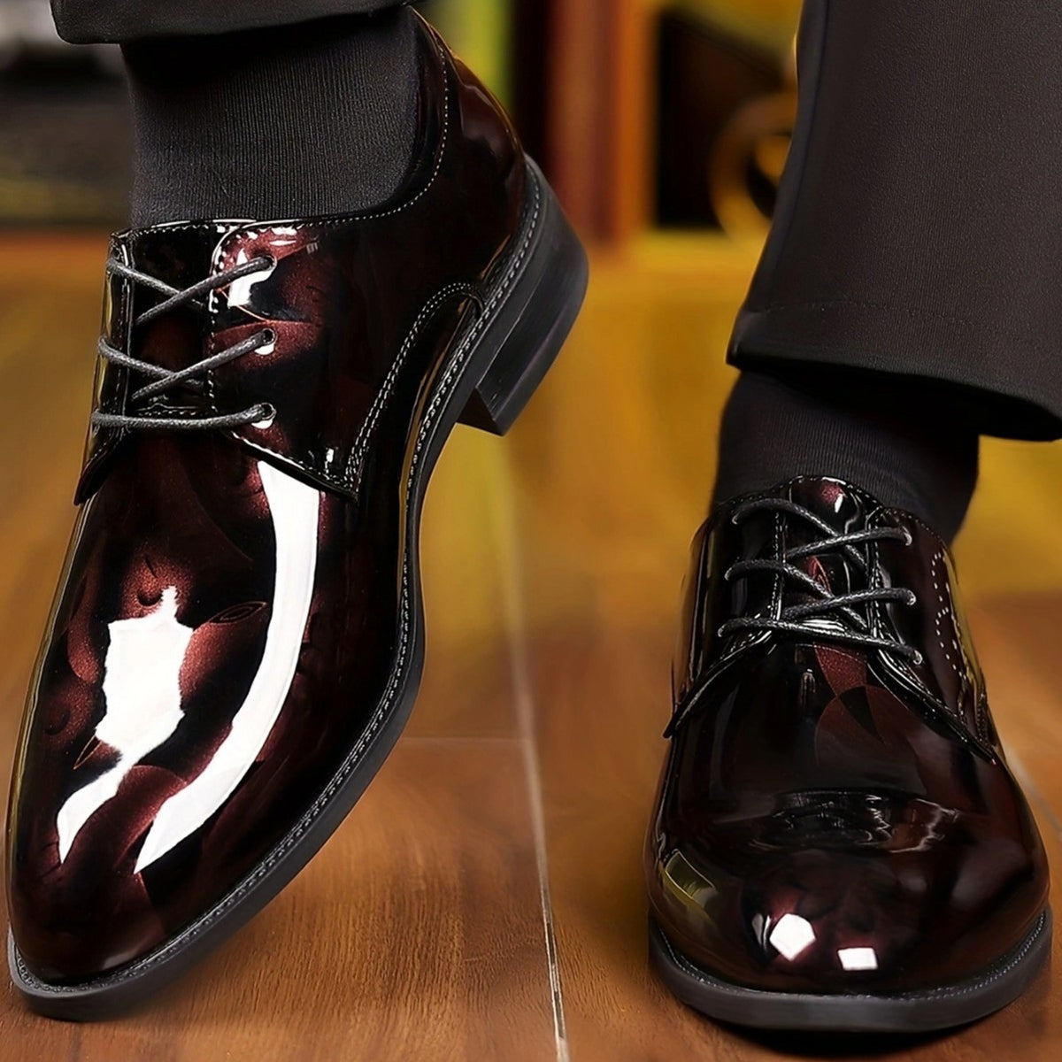 Men's Pointed Business Dress Shoes Fashion and Trendy Casual Leather Shoes New Arrival Shine-faced Wear-resistant All-match Low-top Men's Shoes