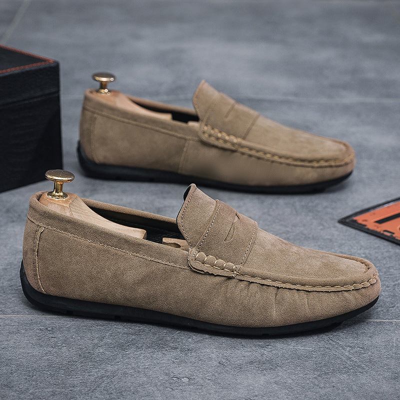 Doug Shoes Men's Casual Fashion Loafers Social Spirit Boys Frosted Leather Slip-on Lightweight Men's Shoes