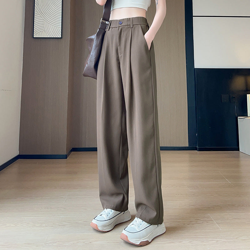 2025 High-End Thin Draped Trousers for Men and Women, Loose Straight Black Casual Long Trousers, Elastic Suit Trousers