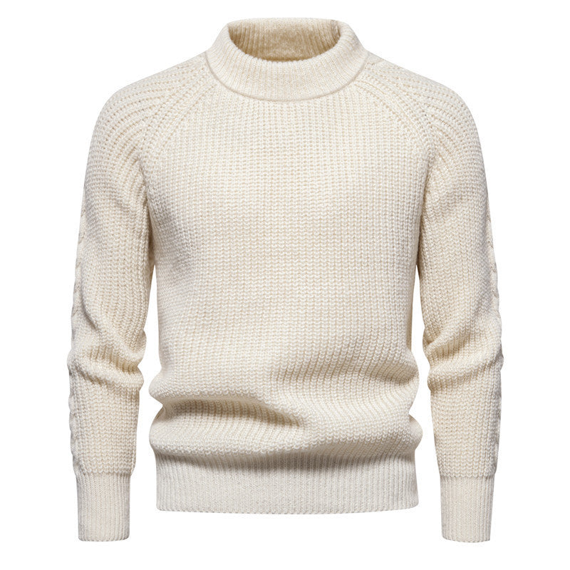 2026 New American Retro Sweater for Men, Autumn and Winter New Foreign Trade European Size Solid Color Round Neck Knit Sweater for Men